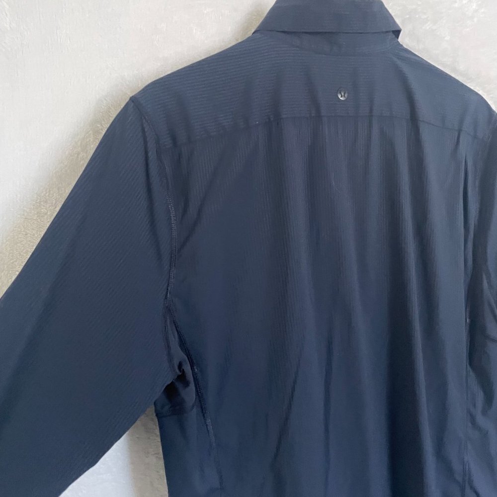 Lululemon Mens Button Down Blue Striped Long Sleeve Stretch Athletic Fit Shirt - Picture 9 of 15